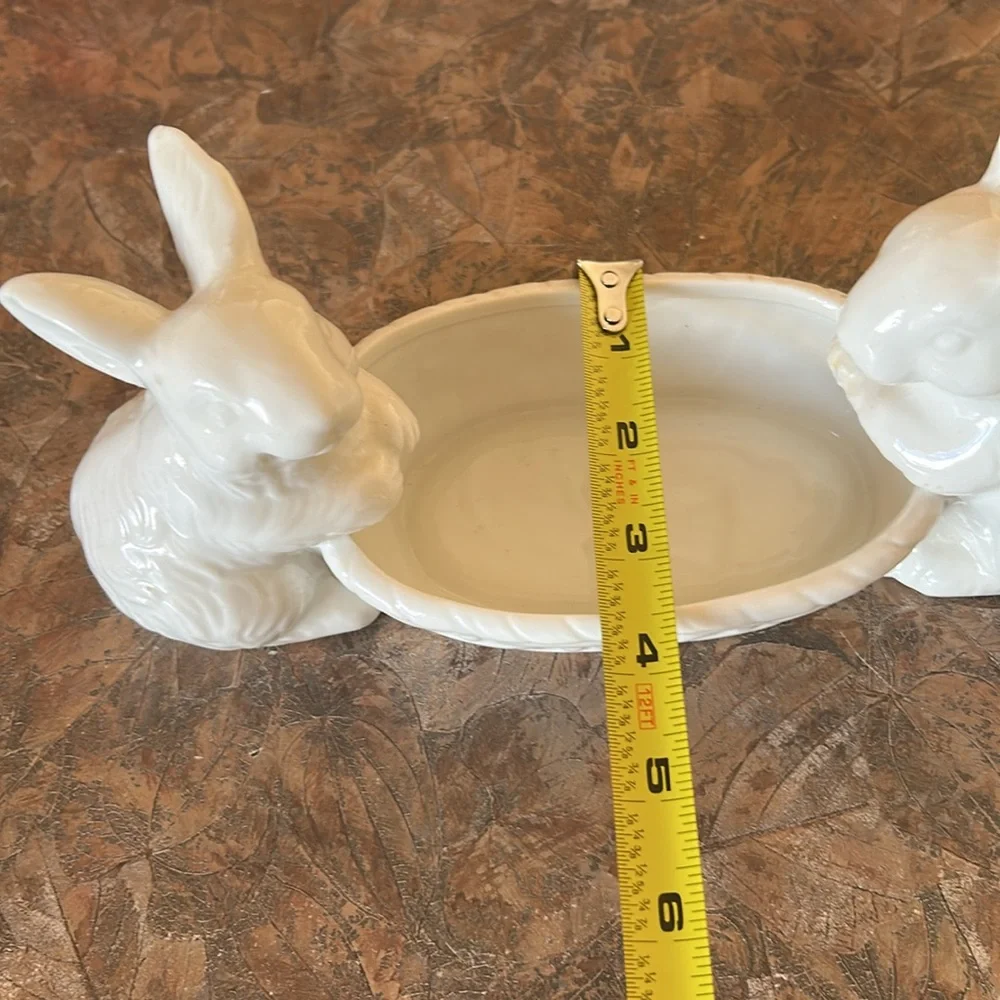 RAZ White Easter Candy Dish With Bunnies